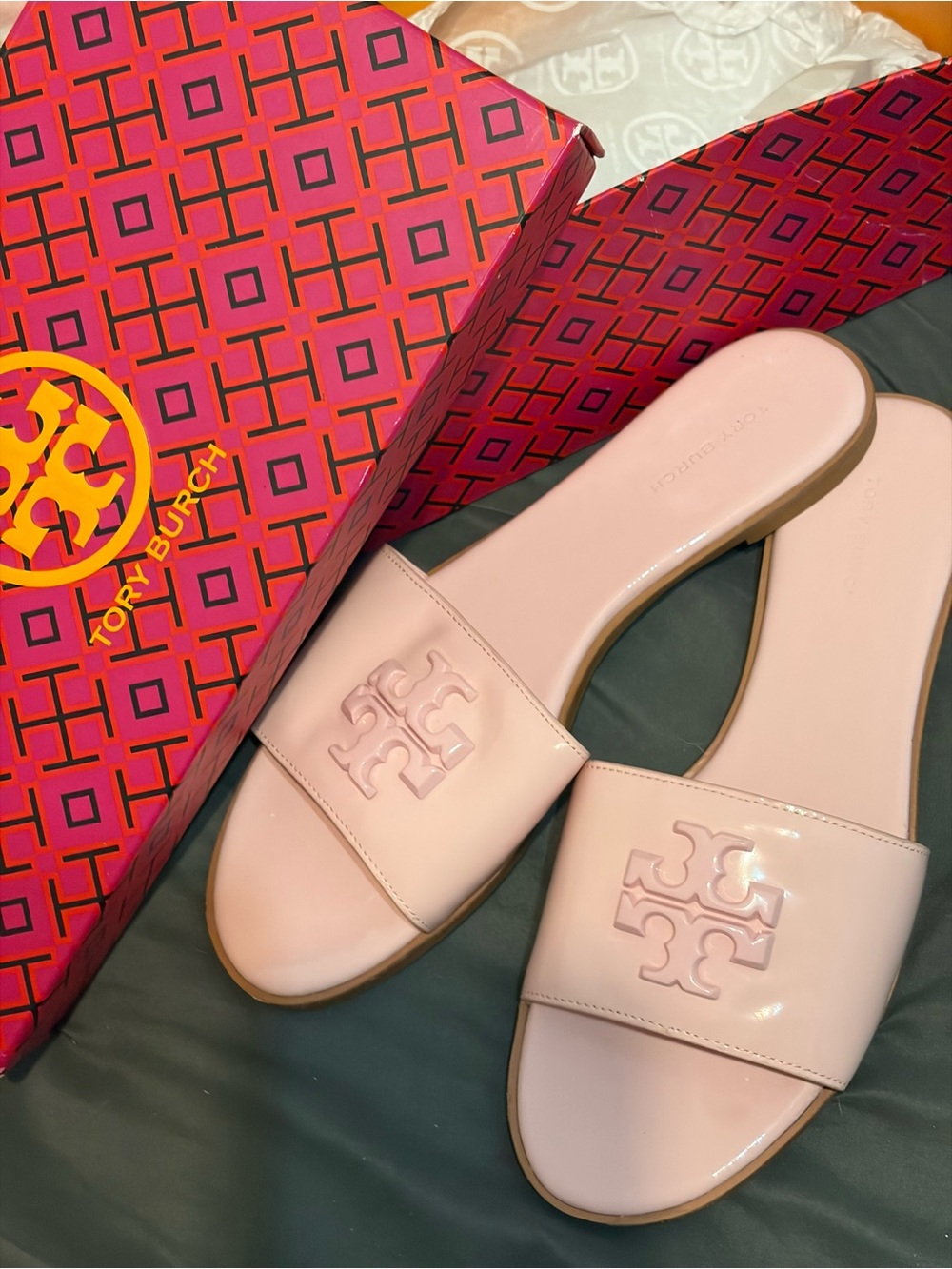 Tory Burch Pink Everly Slide Sandals